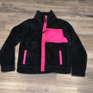 Polo Ralph Lauren Black/Pink Sherpa Fleece Full Zip Jacket